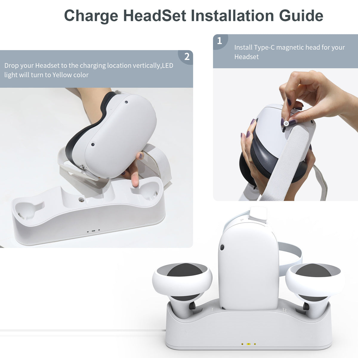 VR Glasses Handle Magnetic Base Charger With Battery Set