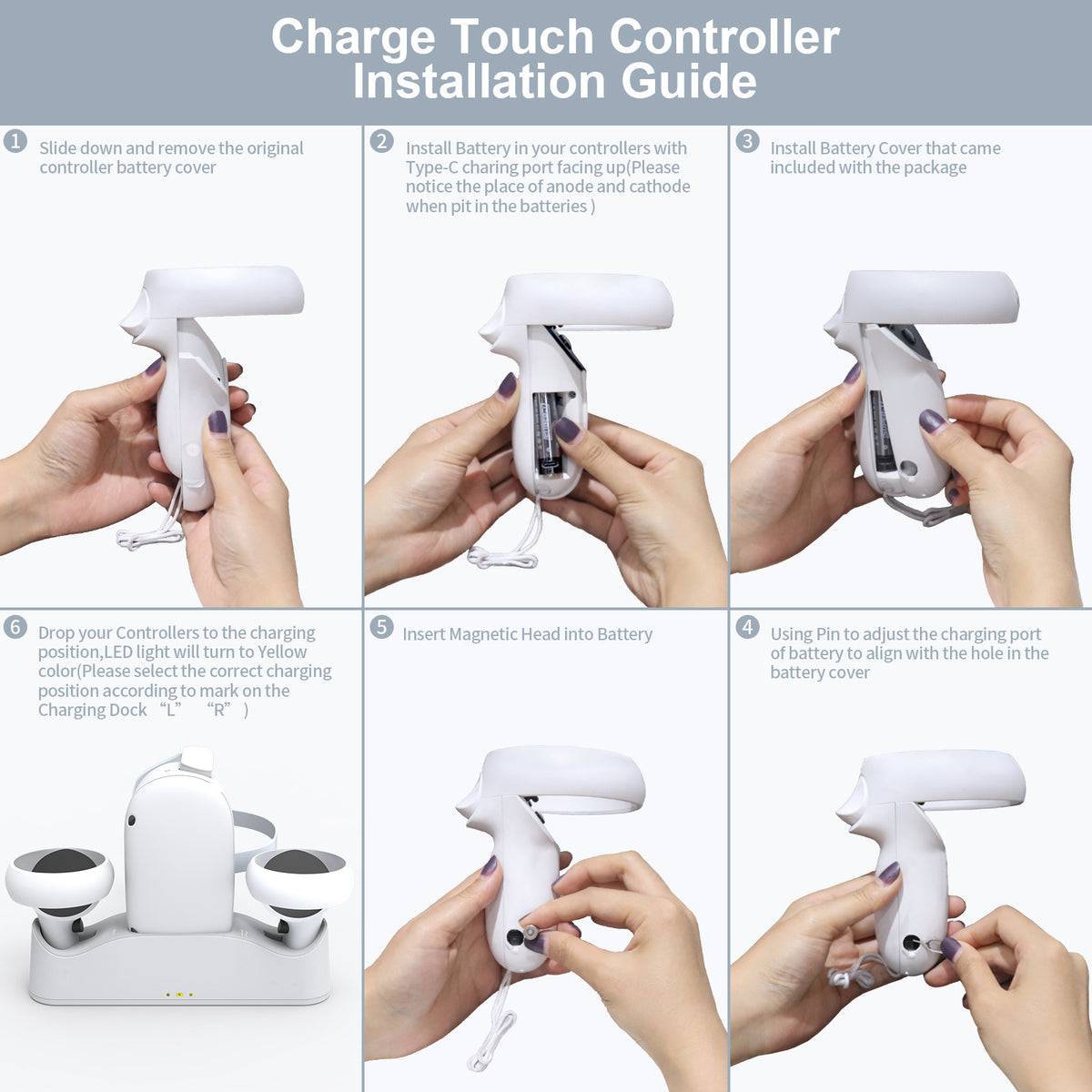 VR Glasses Handle Magnetic Base Charger With Battery Set
