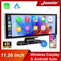 11.26 inch Dash Cam 4K Car DVR Wireless Carplay & Android Auto GPS Navigation Video Recorder Dashboard Dual Lens 5G Wifi FM AUX
