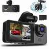 3 Channel Dash Cam, 1080P Dash Cam Front And Rear Inside, Three Way Dash Camera For Cars, Car Camera With 32GB Card, 24H Parking Mode, Loop Recording, Super Night Vision