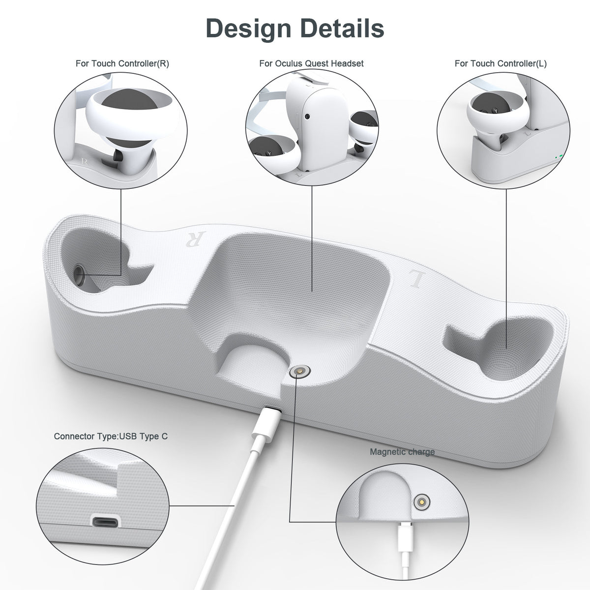 VR Glasses Handle Magnetic Base Charger With Battery Set