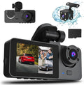 3 Channel Dash Cam, 1080P Dash Cam Front And Rear Inside, Three Way Dash Camera For Cars, Car Camera With 32GB Card, 24H Parking Mode, Loop Recording, Super Night Vision